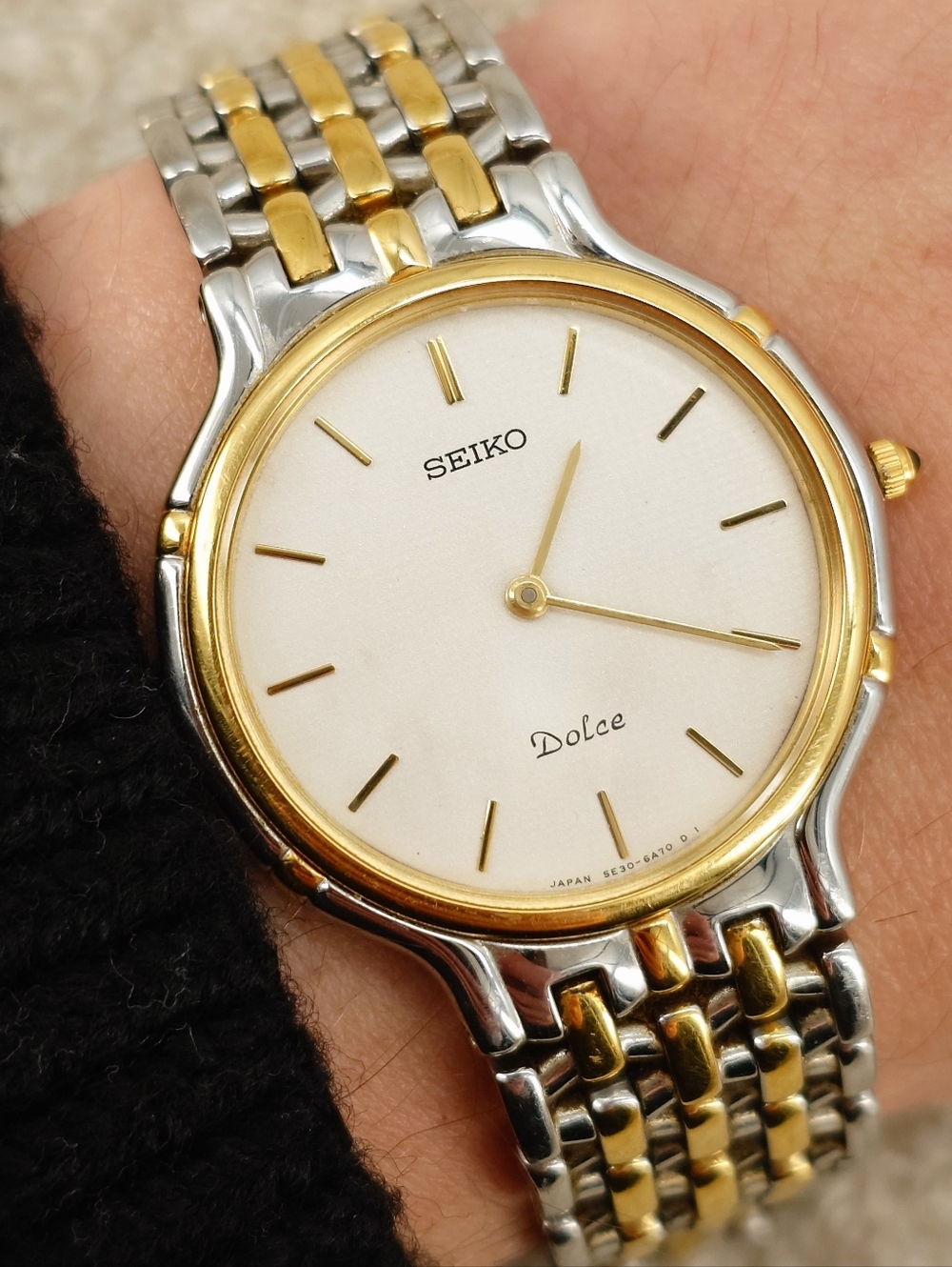 Seiko Unisex Watch Dolce 5E30-6A00 Ultra Thin Two-Tone JDM Dress 32mm Vintage
